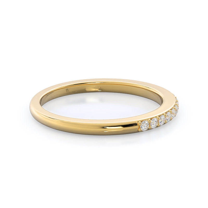 Double Row Diamond Wedding Band with 18KT Yellow Gold Cut Diamond in 14KT Yellow Gold view 4
