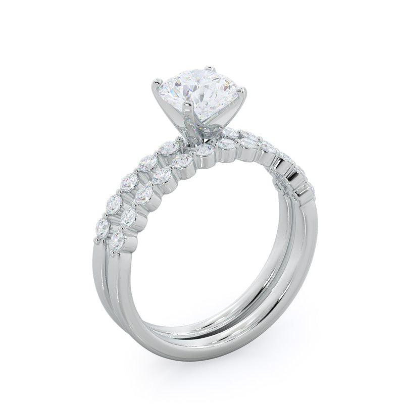 2 3/4 cttw Oval Cut Under Bezeled Accent Diamond Engagement Ring with 2 3/4 Cut Diamond in 14KT Oval view 4
