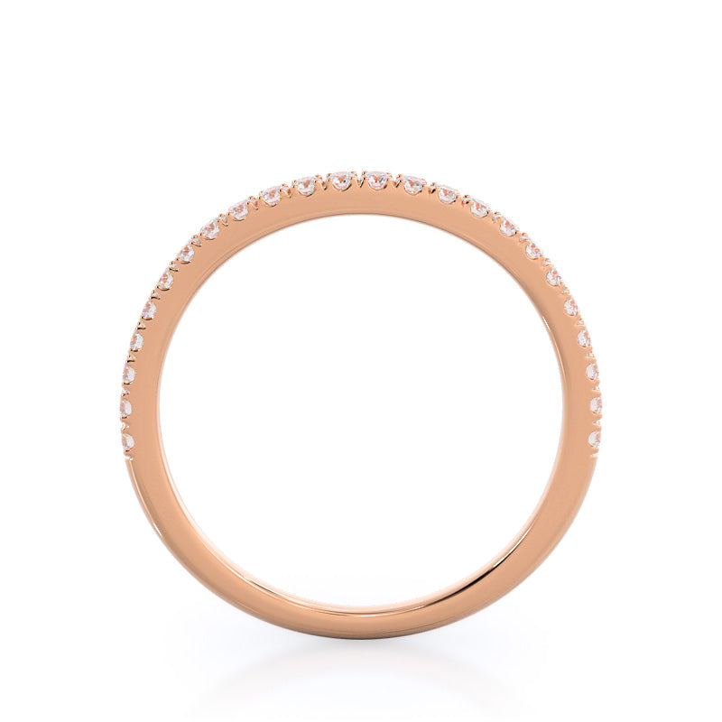 Curved Split Shank Trellis Diamond Wedding Band with 18KT Rose Gold Cut Diamond in 14KT Rose Gold view 2
