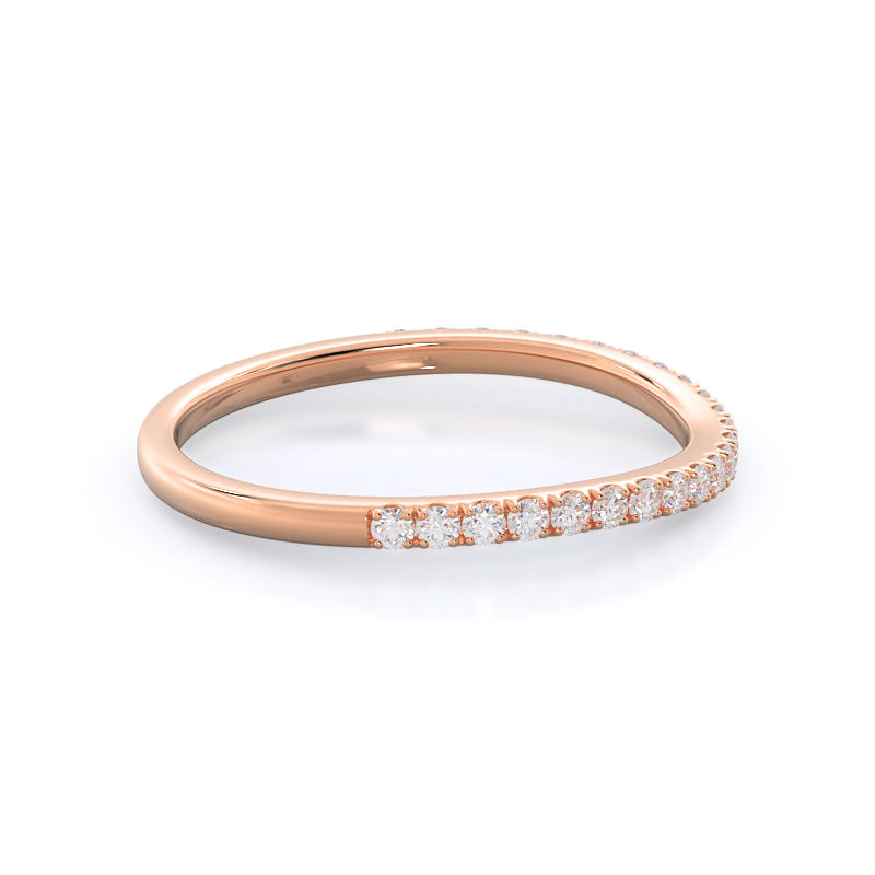 Curved Split Shank Trellis Diamond Wedding Band with 18KT Rose Gold Cut Diamond in 14KT Rose Gold view 4
