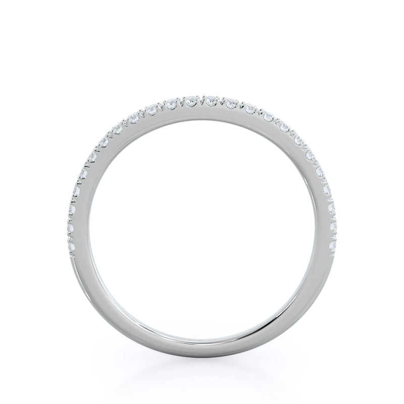 Curved Split Shank Trellis Diamond Wedding Band with Platinum Cut Diamond in 14KT Platinum view 2
