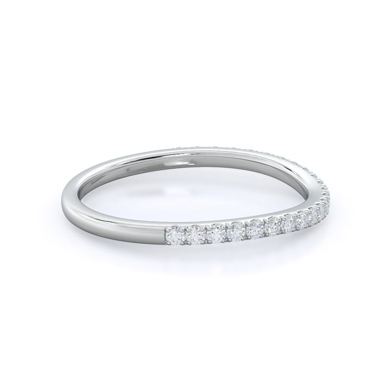 Curved Split Shank Trellis Diamond Wedding Band with Platinum Cut Diamond in 14KT Platinum view 4

