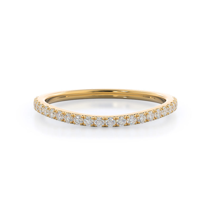 Curved Split Shank Trellis Diamond Wedding Band with 18KT Yellow Gold Cut Diamond in 14KT Yellow Gold view 1
