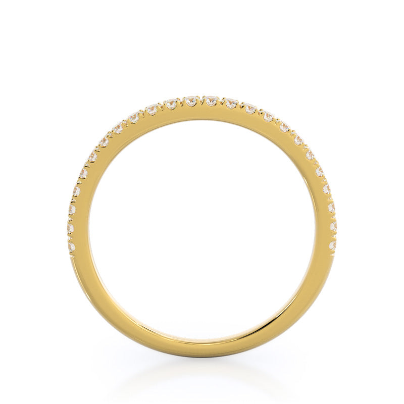 Curved Split Shank Trellis Diamond Wedding Band with 18KT Yellow Gold Cut Diamond in 14KT Yellow Gold view 2
