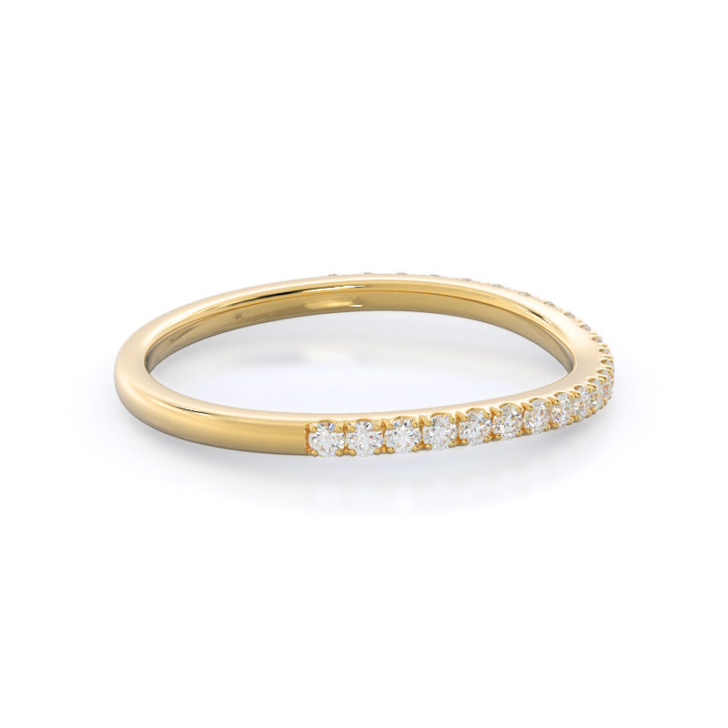 Curved Split Shank Trellis Diamond Wedding Band with 18KT Yellow Gold Cut Diamond in 14KT Yellow Gold view 4
