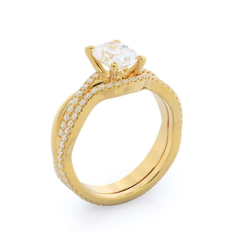 Twisting Vine Wedding Band with 18KT Yellow Gold Cut Diamond in 14KT Yellow Gold view 3
