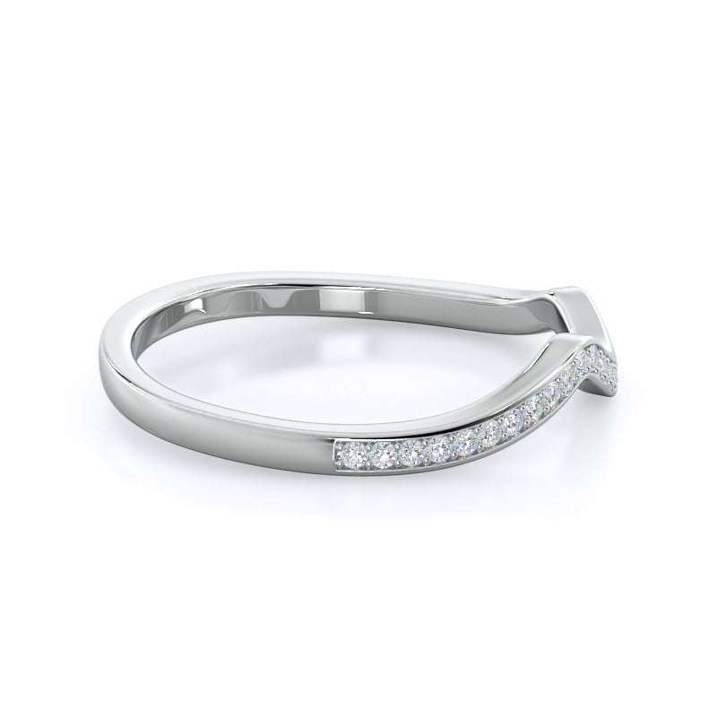 Twisting East West Diamond Wedding Band with Platinum Cut Diamond in 14KT Platinum view 4
