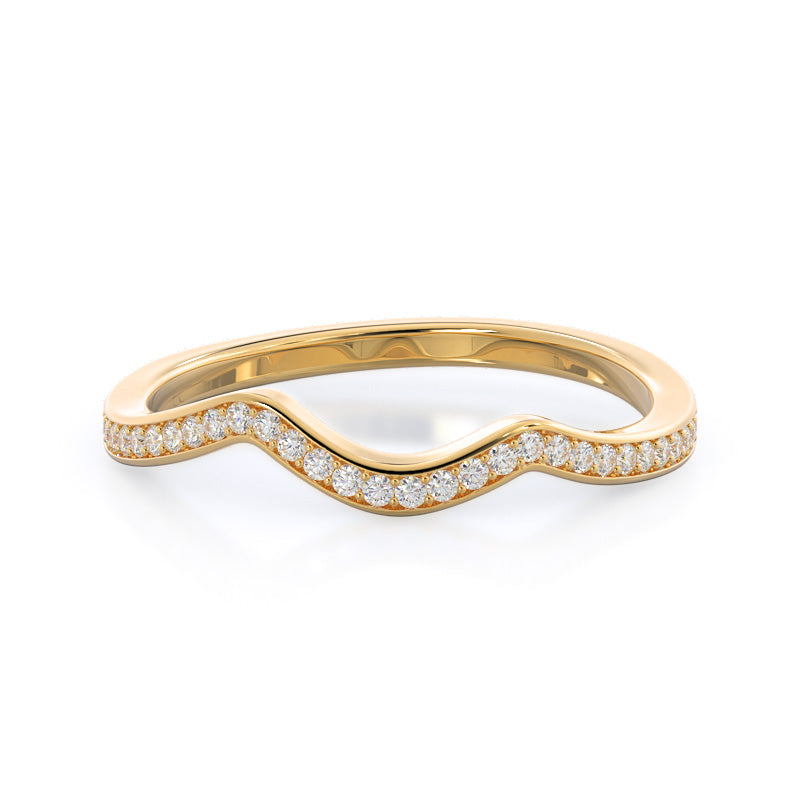 Twisting East West Diamond Wedding Band with 18KT Yellow Gold Cut Diamond in 14KT Yellow Gold view 1
