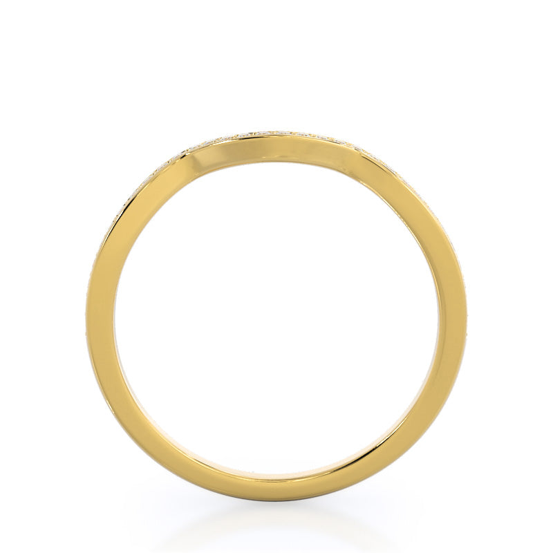 Twisting East West Diamond Wedding Band with 18KT Yellow Gold Cut Diamond in 14KT Yellow Gold view 2
