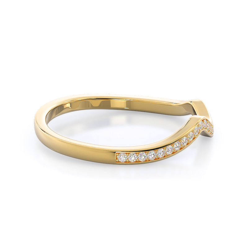 Twisting East West Diamond Wedding Band with 18KT Yellow Gold Cut Diamond in 14KT Yellow Gold view 4
