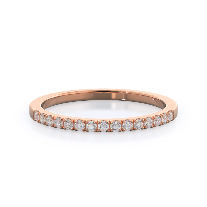 Open Cathedral Empress Diamond Wedding Band with 18KT Rose Gold Cut Diamond in 14KT Rose Gold view 1
