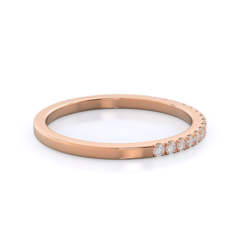 Open Cathedral Empress Diamond Wedding Band with 18KT Rose Gold Cut Diamond in 14KT Rose Gold view 4
