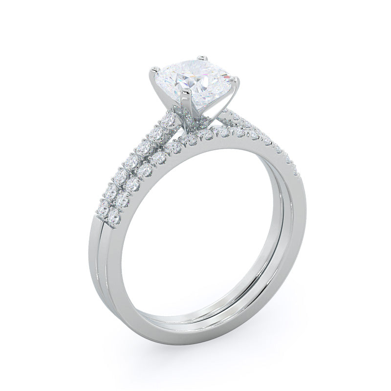 Open Cathedral Empress Diamond Wedding Band with Platinum Cut Diamond in 14KT Platinum view 3
