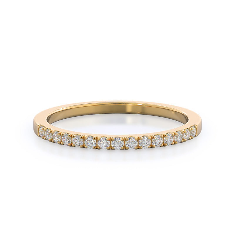 Open Cathedral Empress Diamond Wedding Band with 18KT Yellow Gold Cut Diamond in 14KT Yellow Gold view 1
