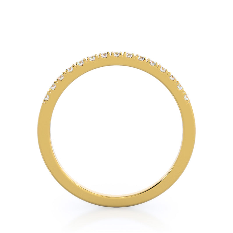 Open Cathedral Empress Diamond Wedding Band with 18KT Yellow Gold Cut Diamond in 14KT Yellow Gold view 2
