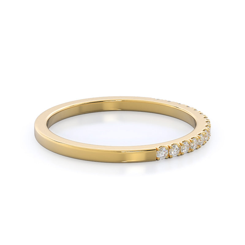 Open Cathedral Empress Diamond Wedding Band with 18KT Yellow Gold Cut Diamond in 14KT Yellow Gold view 4
