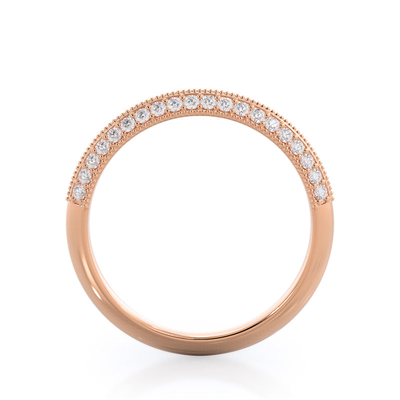 Knife Edge Milgrain Diamond Wedding Band with 18KT Rose Gold Cut Diamond in 14KT Rose Gold view 2
