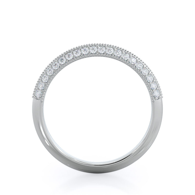 Knife Edge Milgrain Diamond Wedding Band with Platinum Cut Diamond in 14KT Platinum view 2
