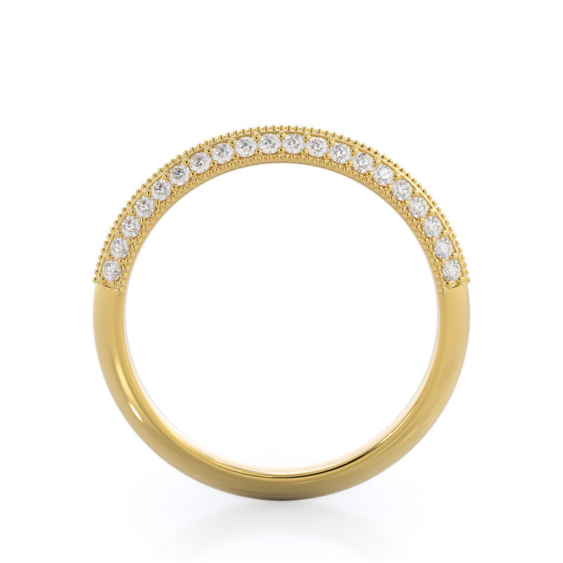 Knife Edge Milgrain Diamond Wedding Band with 18KT Yellow Gold Cut Diamond in 14KT Yellow Gold view 2
