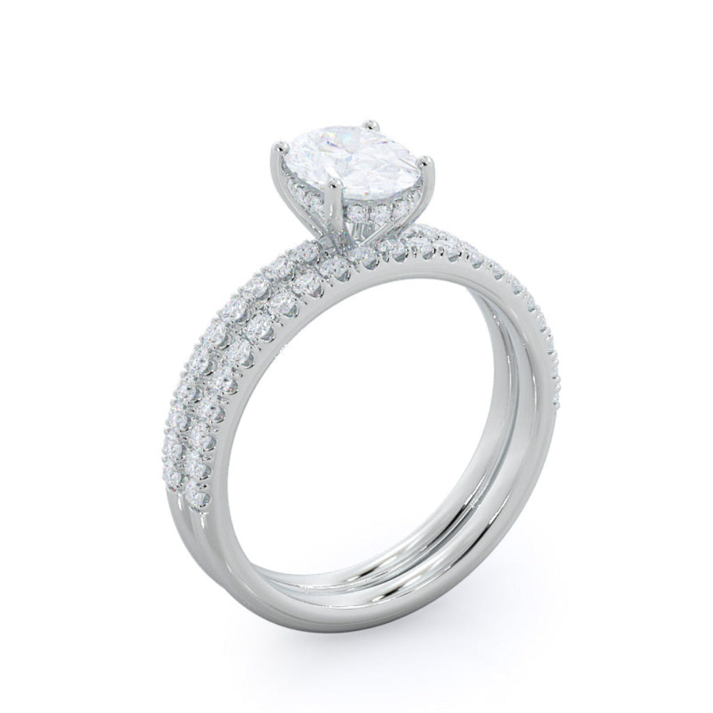 Oval Cut Diamond Basket Pave Engagement Ring with Lab Grown Diamond in 14KT Rose Gold view 5
