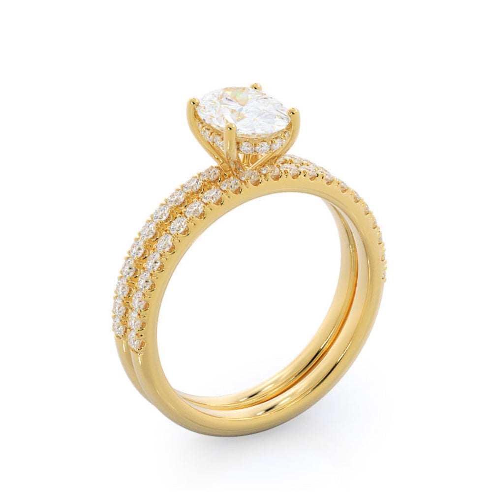 Oval Cut Diamond Basket Pave Engagement Ring with Lab Grown Diamond in 14KT Rose Gold view 6
