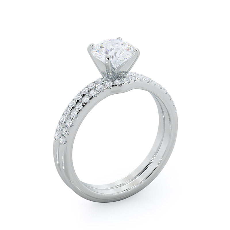 Micropave Diamond Wedding Band with Platinum Cut Diamond in 14KT Platinum view 3
