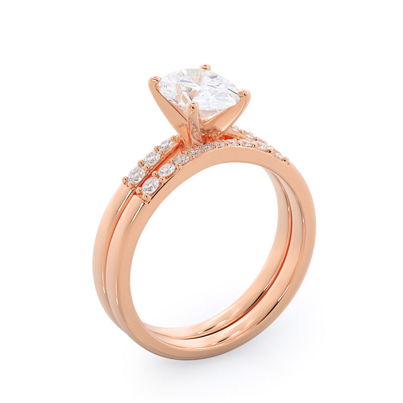 Enchant Diamond Wedding Band with 18KT Rose Gold Cut Diamond in 14KT Rose Gold view 3
