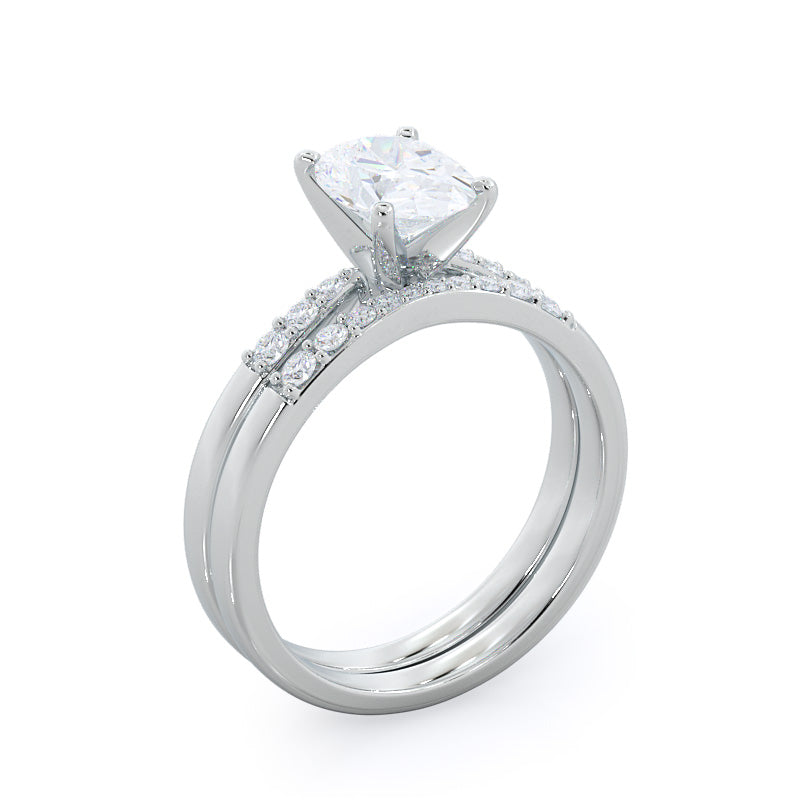 Enchant Diamond Wedding Band with Platinum Cut Diamond in 14KT Platinum view 3
