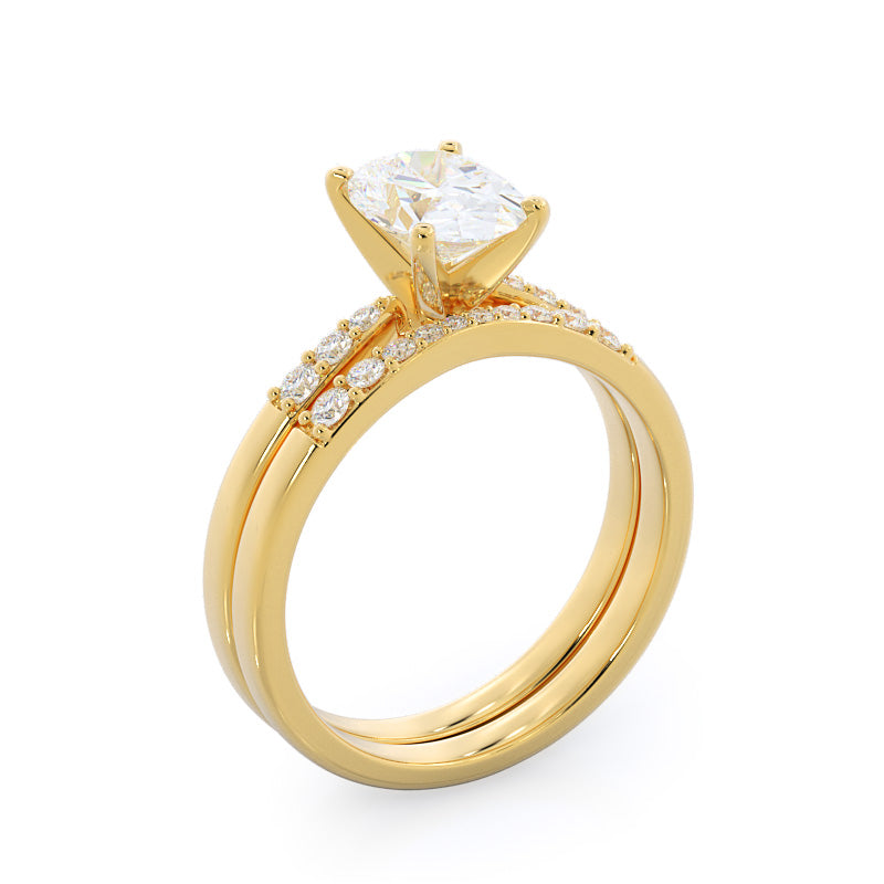 Enchant Diamond Wedding Band with 18KT Yellow Gold Cut Diamond in 14KT Yellow Gold view 3

