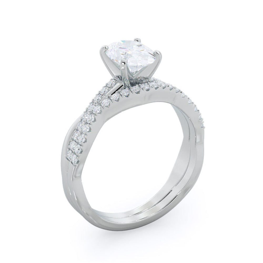 Oval Cut Vine Diamond Engagement Ring with Lab Grown Diamond in 14KT Rose Gold view 5
