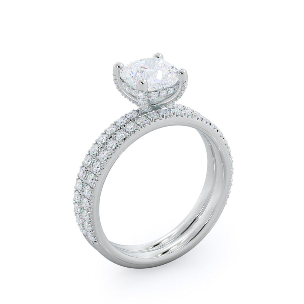 Oval Cut French Set Diamond Basket Engagement Ring with Lab Grown Diamond in 14KT Rose Gold view 5
