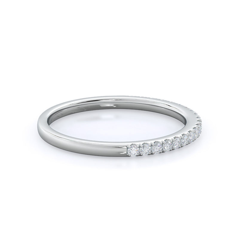 Classic Pave Diamond Wedding Band with Platinum Cut Diamond in 14KT Platinum view 4

