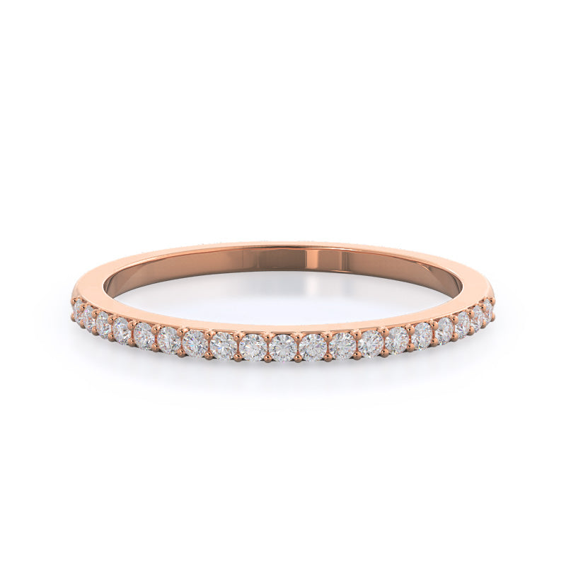East West Pave Diamond Wedding Band with 18KT Rose Gold Cut Diamond in 14KT Rose Gold view 1
