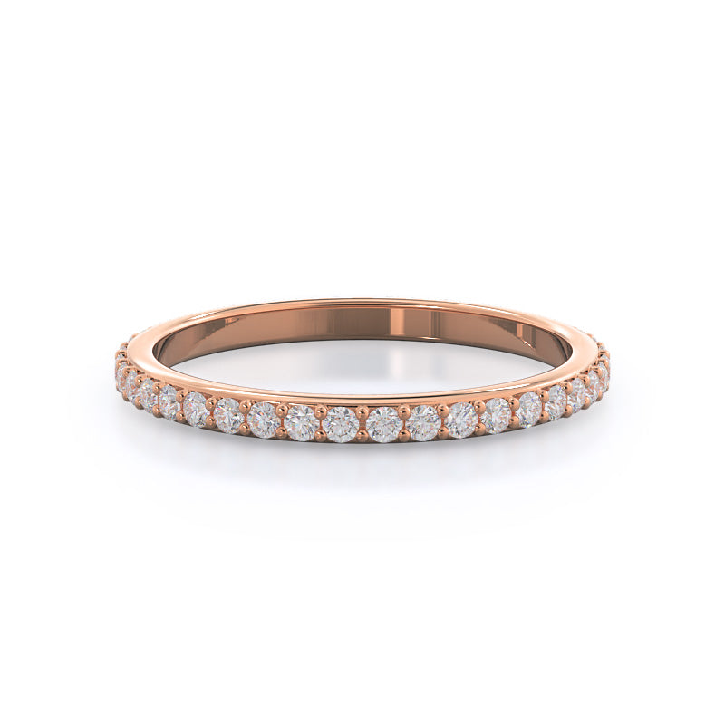 Diamond Pave Wedding Band with 18KT Rose Gold Cut Diamond in 14KT Rose Gold view 1
