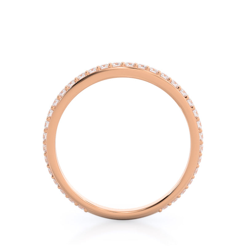 Diamond Pave Wedding Band with 18KT Rose Gold Cut Diamond in 14KT Rose Gold view 2
