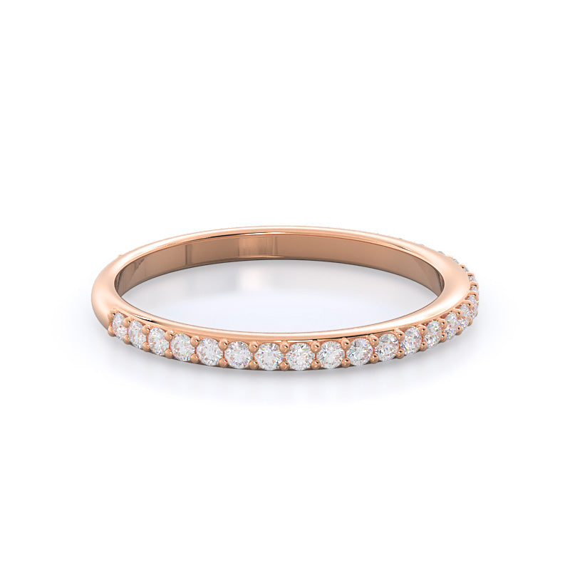 Diamond Pave Wedding Band with 18KT Rose Gold Cut Diamond in 14KT Rose Gold view 4
