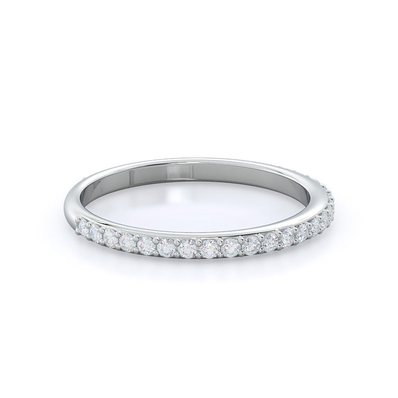 Diamond Pave Wedding Band with Platinum Cut Diamond in 14KT Platinum view 4

