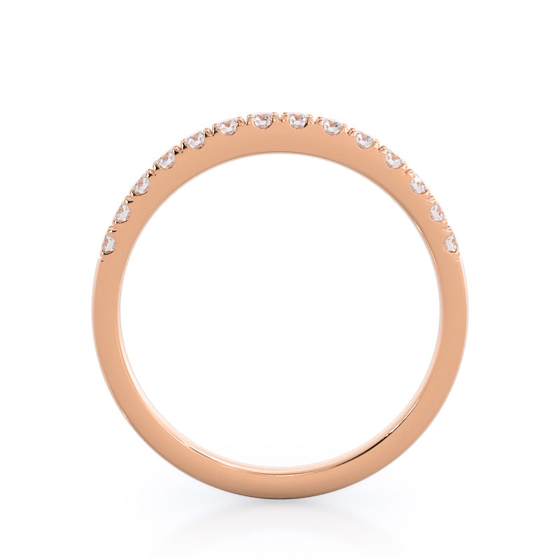 Scalloped Micropave Diamond Wedding Band with 18KT Rose Gold Cut Diamond in 14KT Rose Gold view 2
