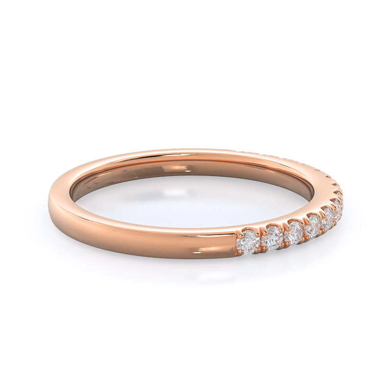Scalloped Micropave Diamond Wedding Band with 18KT Rose Gold Cut Diamond in 14KT Rose Gold view 4
