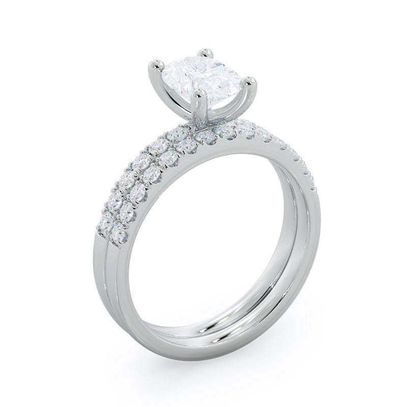 Scalloped Micropave Diamond Wedding Band with Platinum Cut Diamond in 14KT Platinum view 4
