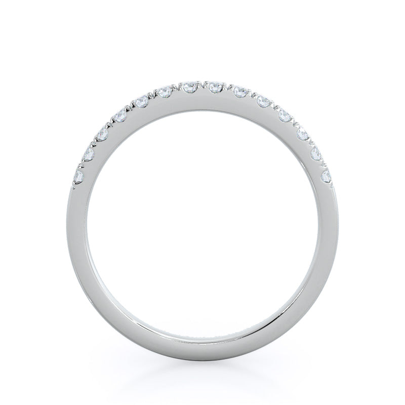 Scalloped Micropave Diamond Wedding Band with Platinum Cut Diamond in 14KT Platinum view 3
