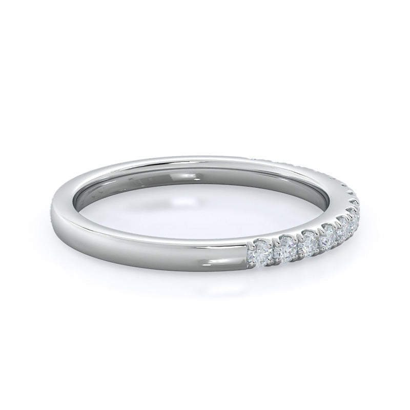 Scalloped Micropave Diamond Wedding Band with Platinum Cut Diamond in 14KT Platinum view 5

