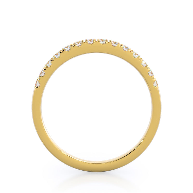 Scalloped Micropave Diamond Wedding Band with 18KT Yellow Gold Cut Diamond in 14KT Yellow Gold view 2
