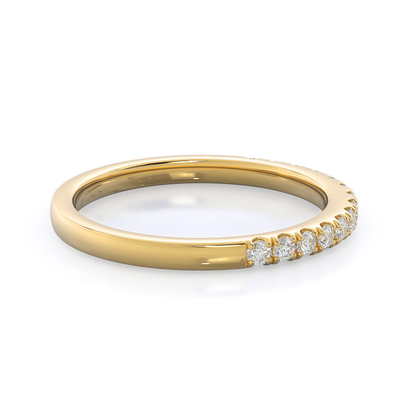 Scalloped Micropave Diamond Wedding Band with 18KT Yellow Gold Cut Diamond in 14KT Yellow Gold view 4
