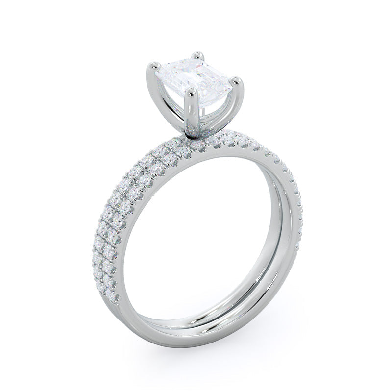 Curved Petite Micropave Diamond Wedding Band with Platinum Cut Diamond in 14KT Platinum view 3
