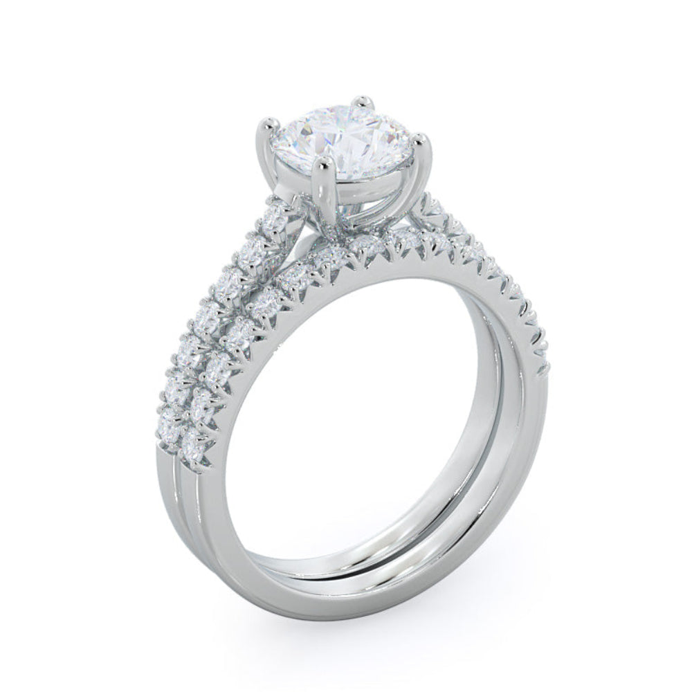 French Basket Pave Diamond Engagement Ring with Oval Cut Diamond in 14KT Rose Gold view 5
