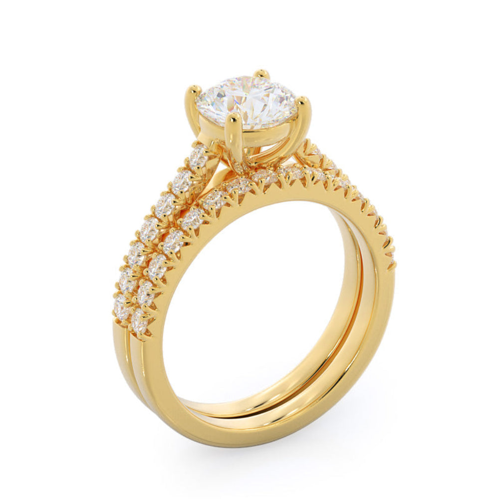 French Basket Pave Diamond Engagement Ring with Oval Cut Diamond in 14KT Rose Gold view 6
