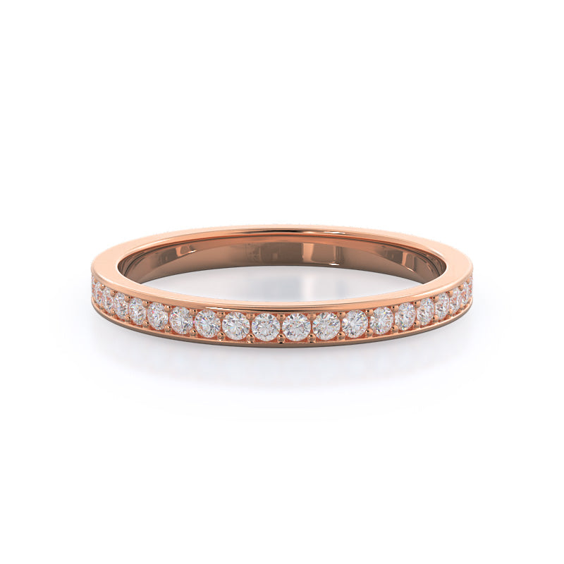 Channel & Pave Basket Diamond Wedding Band with 18KT Rose Gold Cut Diamond in 14KT Rose Gold view 1

