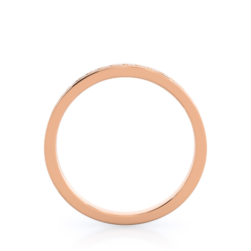 Channel & Pave Basket Diamond Wedding Band with 18KT Rose Gold Cut Diamond in 14KT Rose Gold view 2
