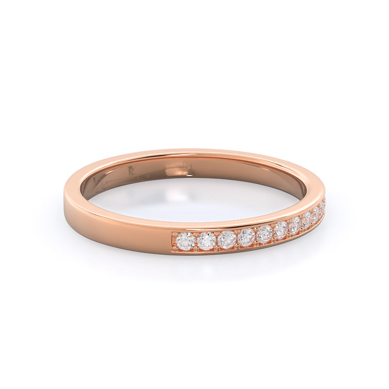 Channel & Pave Basket Diamond Wedding Band with 18KT Rose Gold Cut Diamond in 14KT Rose Gold view 4
